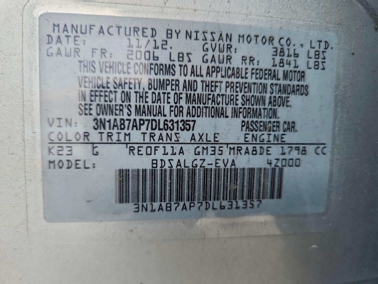 2013 NISSAN SENTRA S photo 34