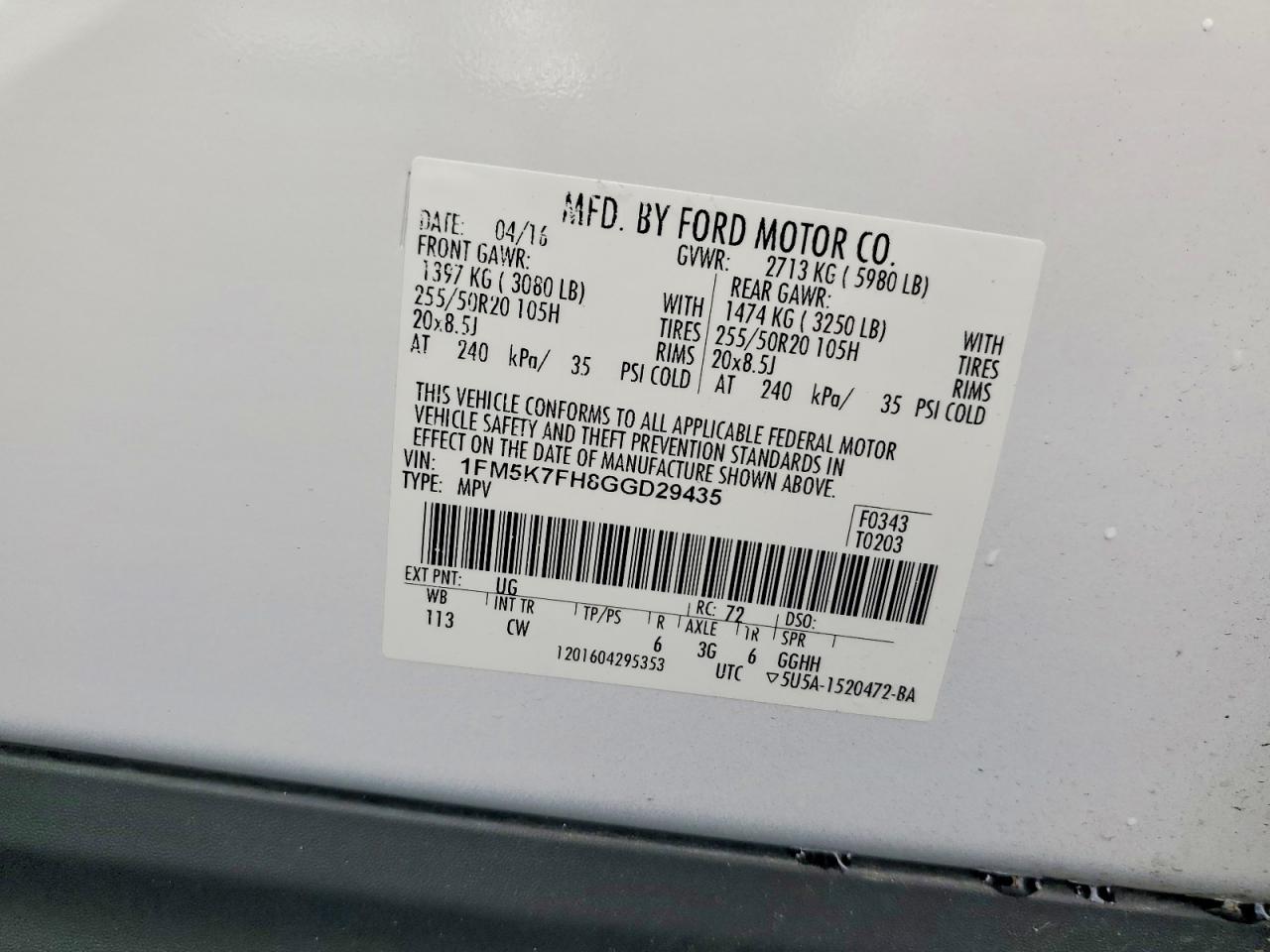 2016 FORD EXPLORER LIMITED photo 23
