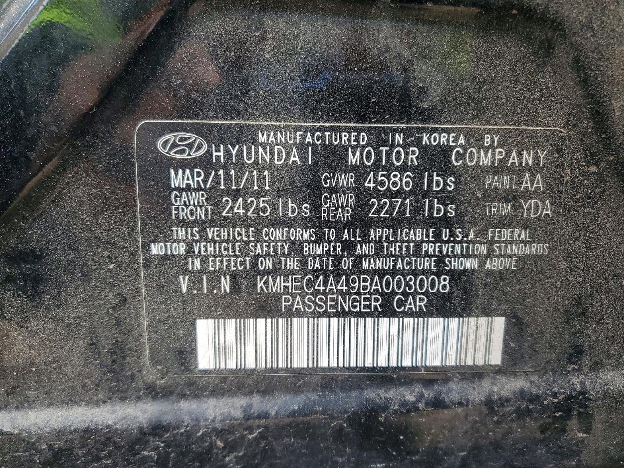 2011 HYUNDAI SONATA HYBRID photo 34