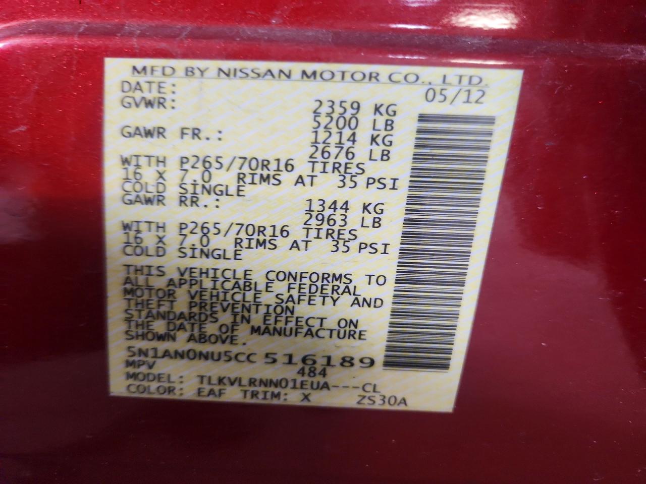 2012 NISSAN XTERRA X photo 37