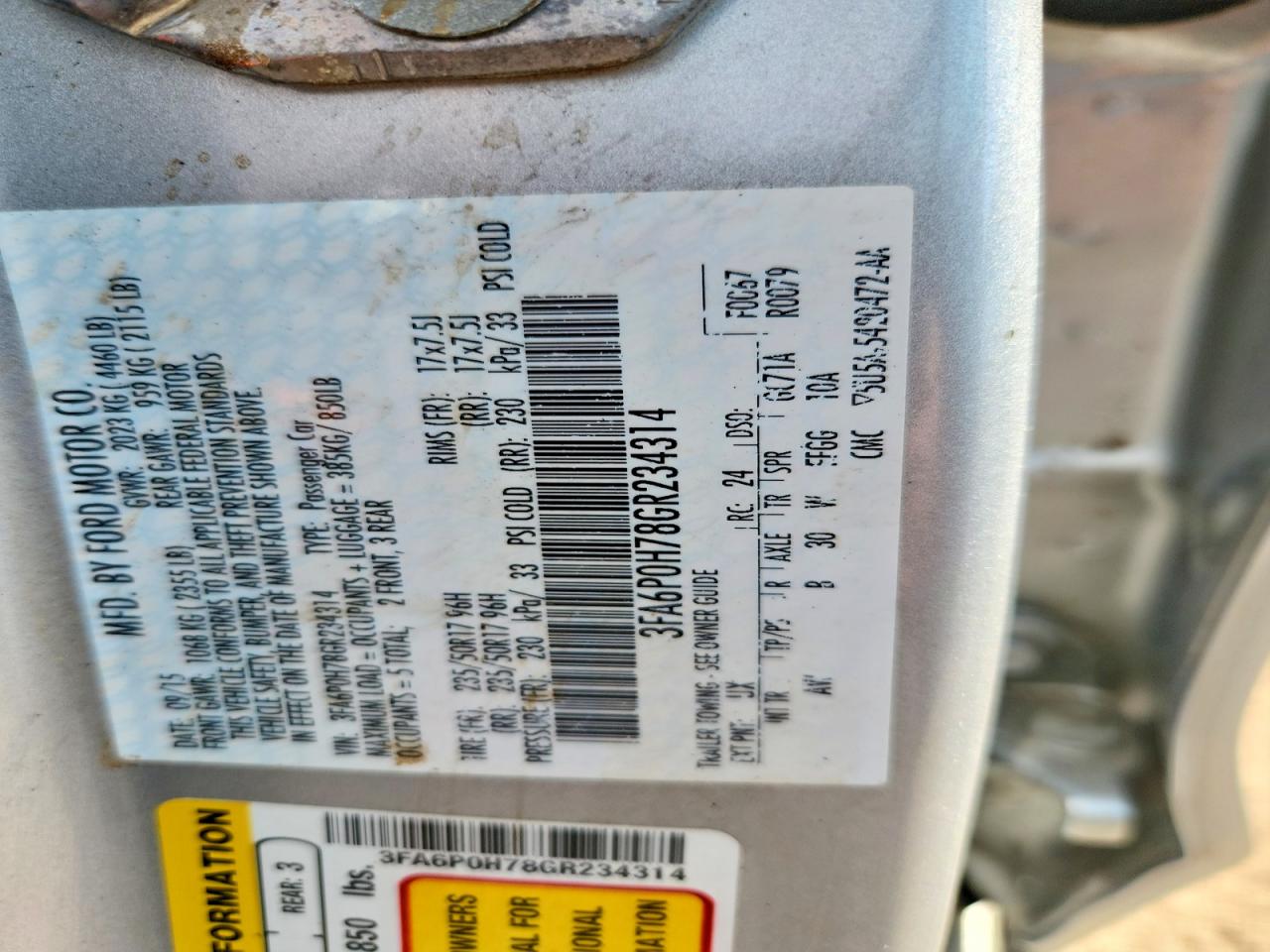 2016 FORD FUSION SE photo 23
