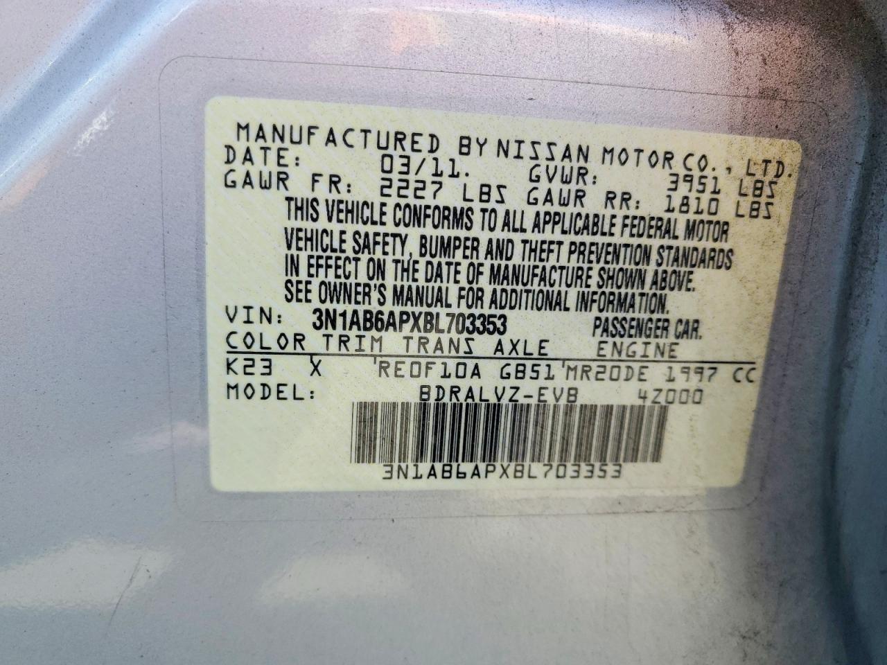 2011 NISSAN SENTRA 2.0 photo 25