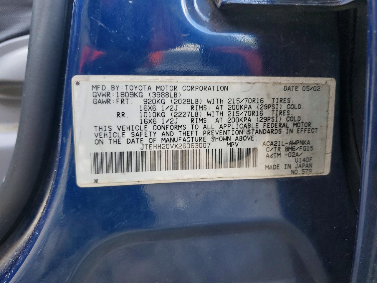 2002 TOYOTA RAV4 BASE photo 25