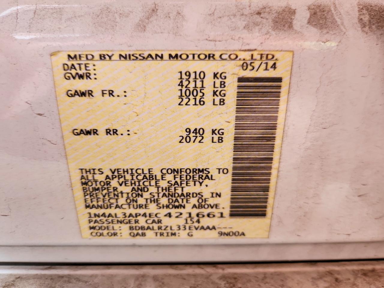 2014 NISSAN ALTIMA 2.5 photo 34