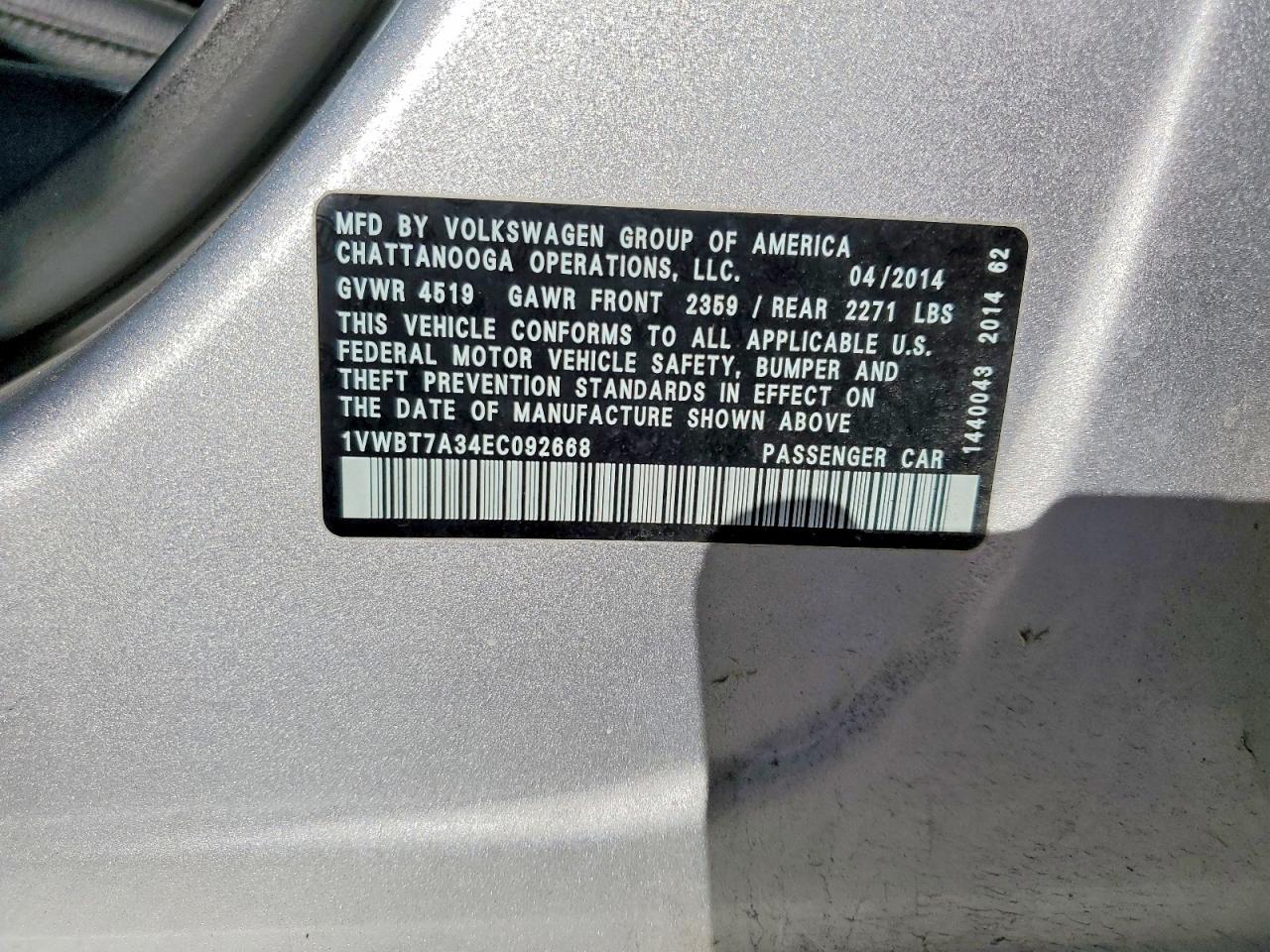 2014 VOLKSWAGEN PASSAT SE photo 34