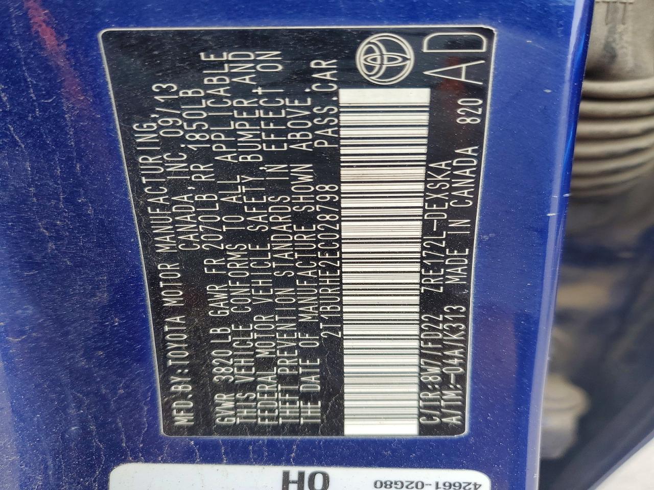 2014 TOYOTA COROLLA S PLUS photo 37