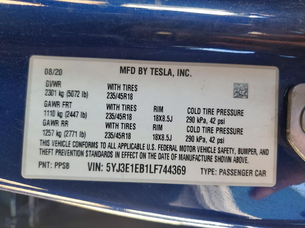 2020 TESLA MODEL 3 photo 34