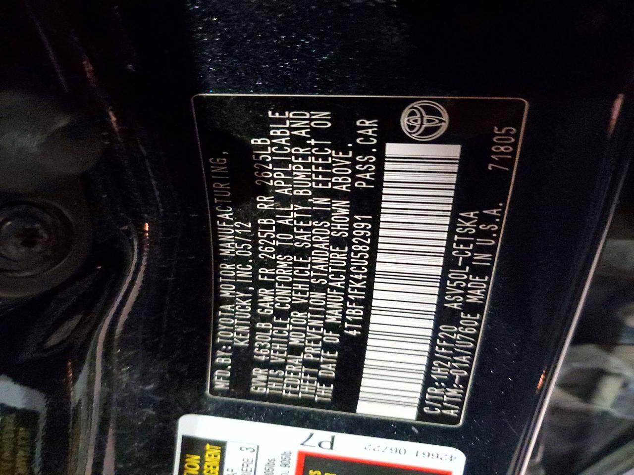 2012 TOYOTA CAMRY SE photo 34