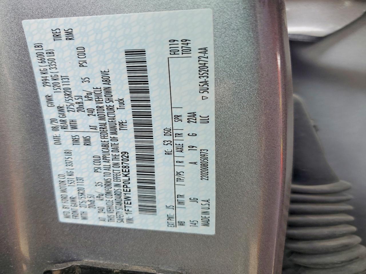 2020 FORD F150 SUPERCREW photo 34