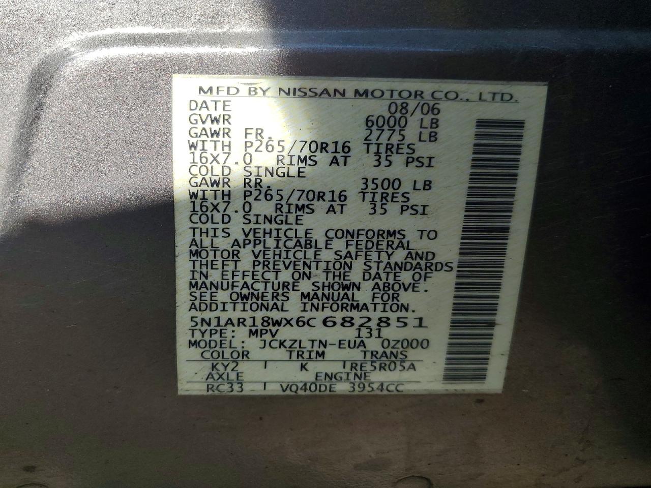 2006 NISSAN PATHFINDER S photo 13