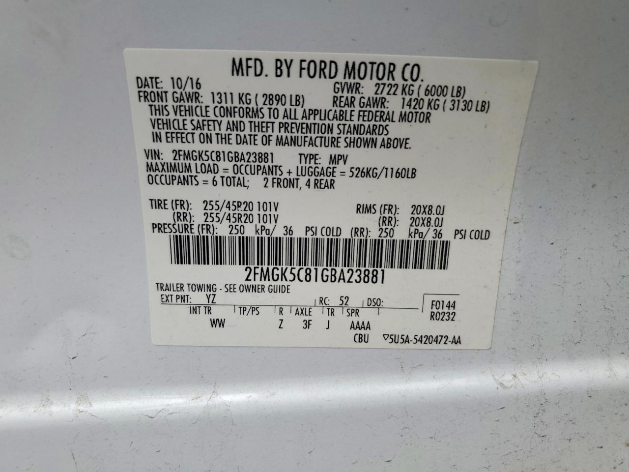 2016 FORD FLEX photo 25