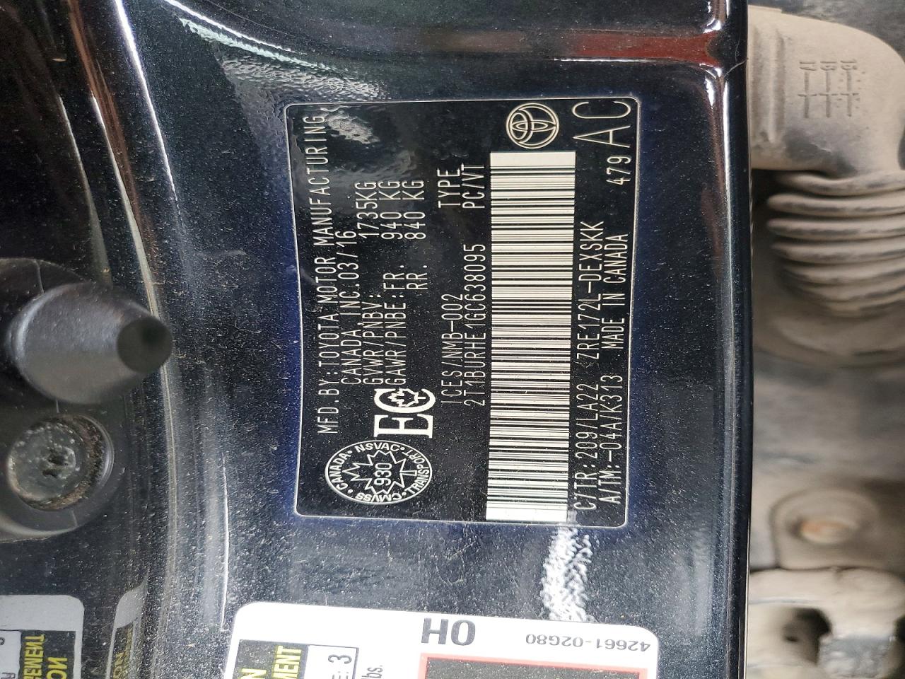 2016 TOYOTA COROLLA L photo 23