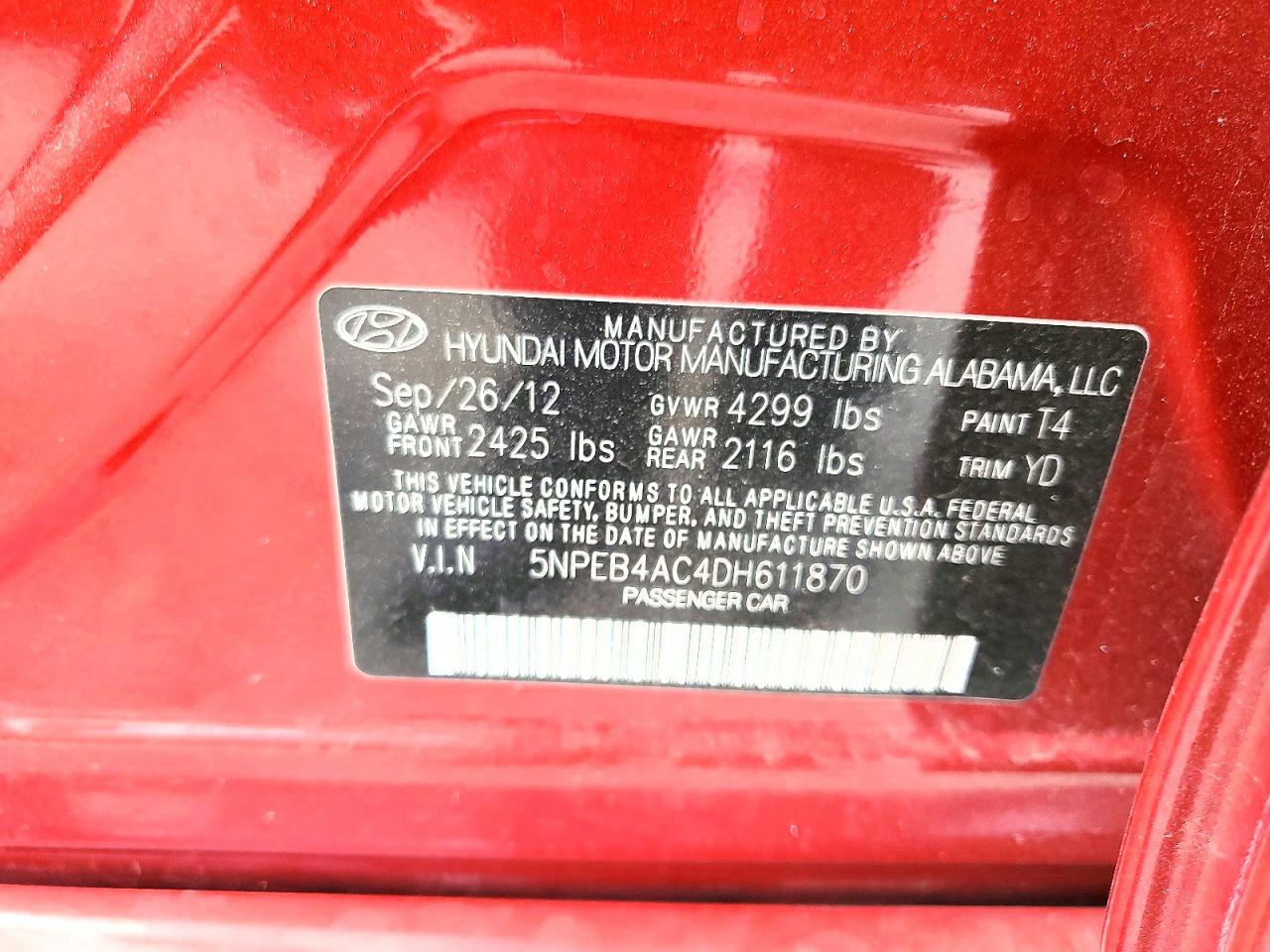 2013 HYUNDAI SONATA GLS photo 23