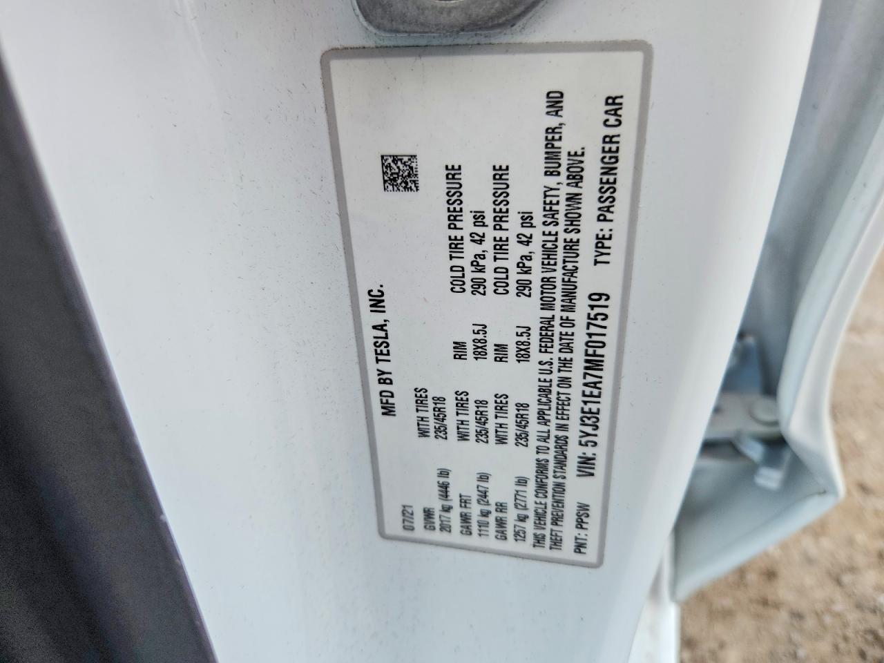 2021 TESLA MODEL 3 photo 13