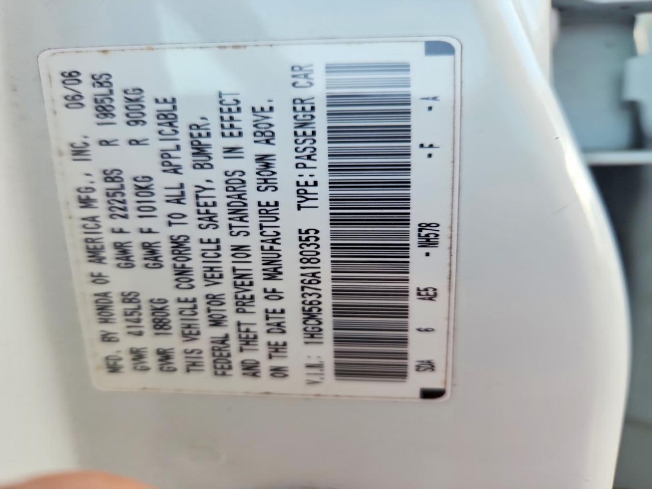 2006 HONDA ACCORD SE photo 34