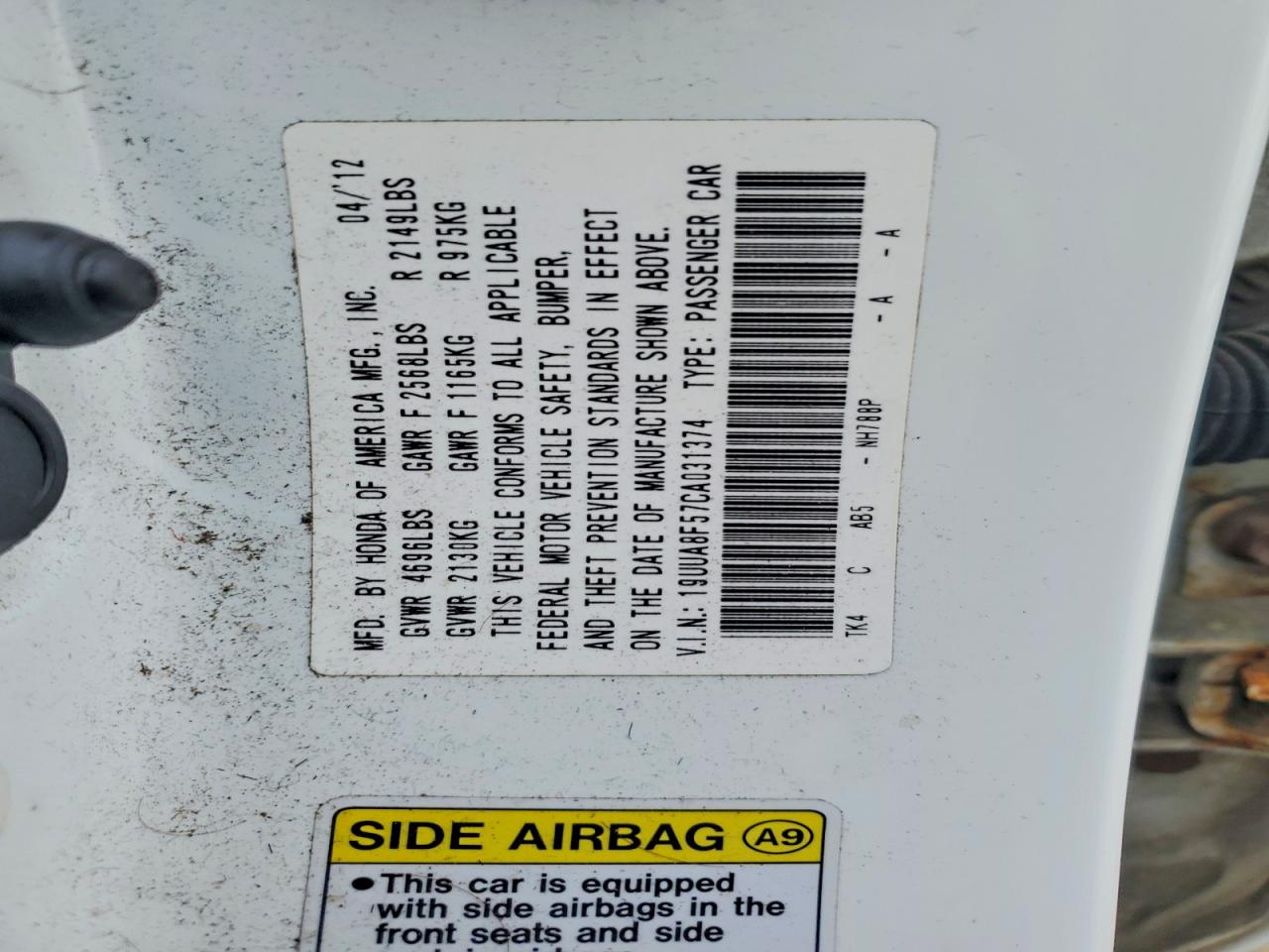 2012 ACURA TL photo 37