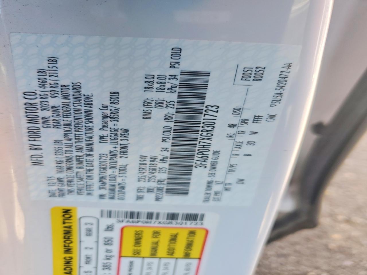 2016 FORD FUSION SE photo 23