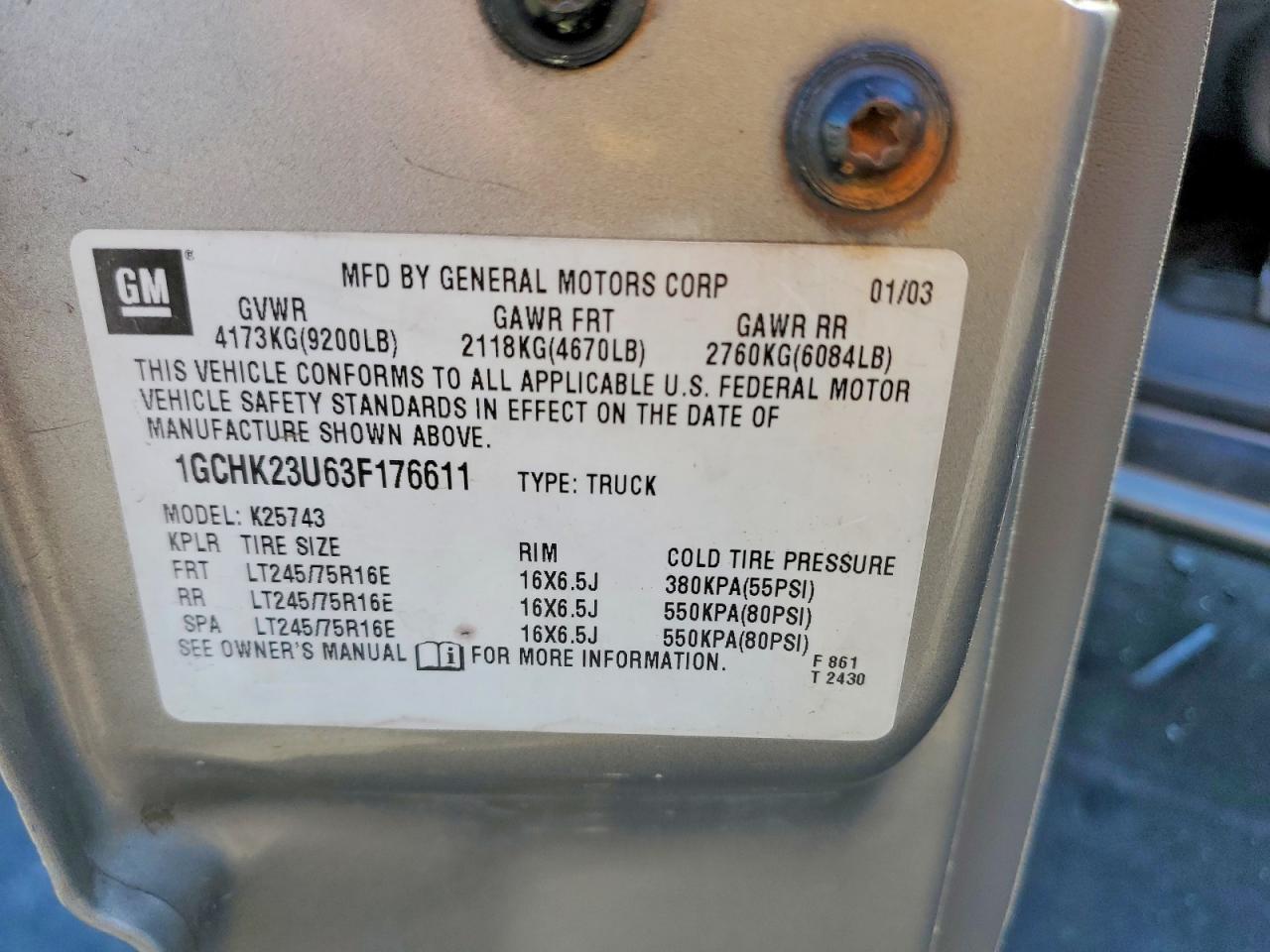 2003 CHEVROLET SILVERADO K2500 HEAVY DUTY photo 12
