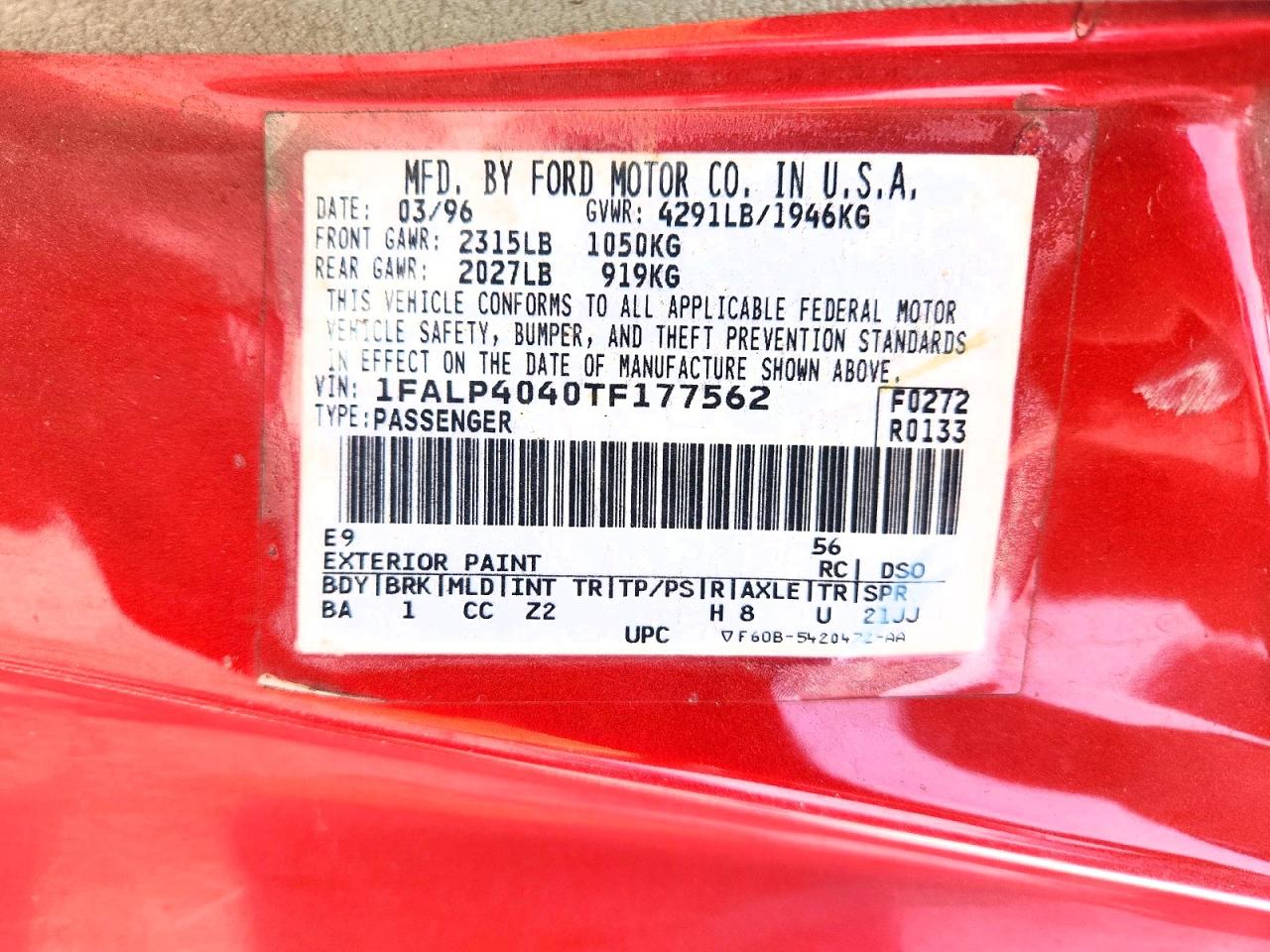 1996 FORD MUSTANG photo 12