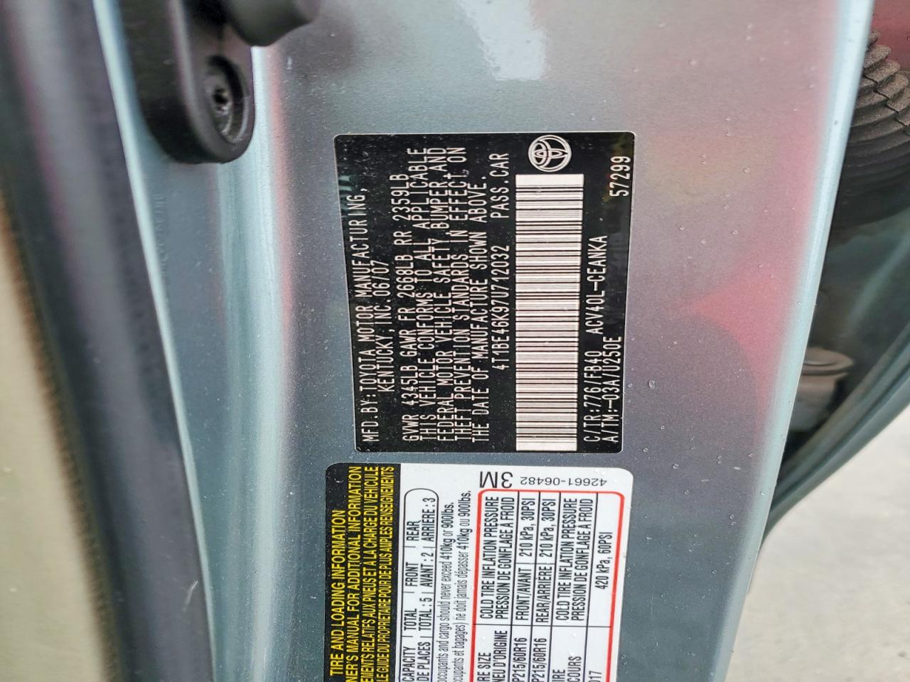 2007 TOYOTA CAMRY LE photo 23
