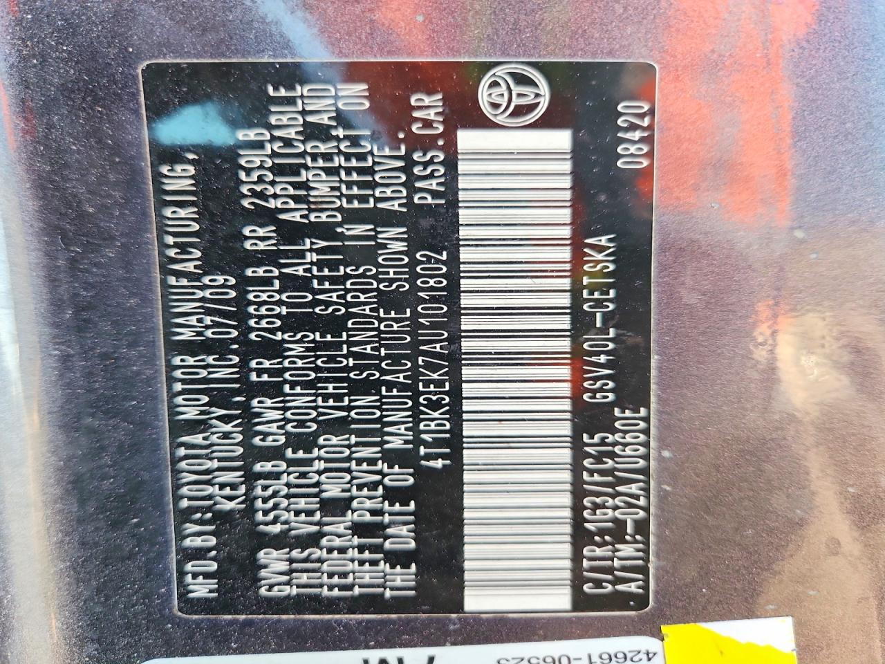 2010 TOYOTA CAMRY SE V6 photo 12