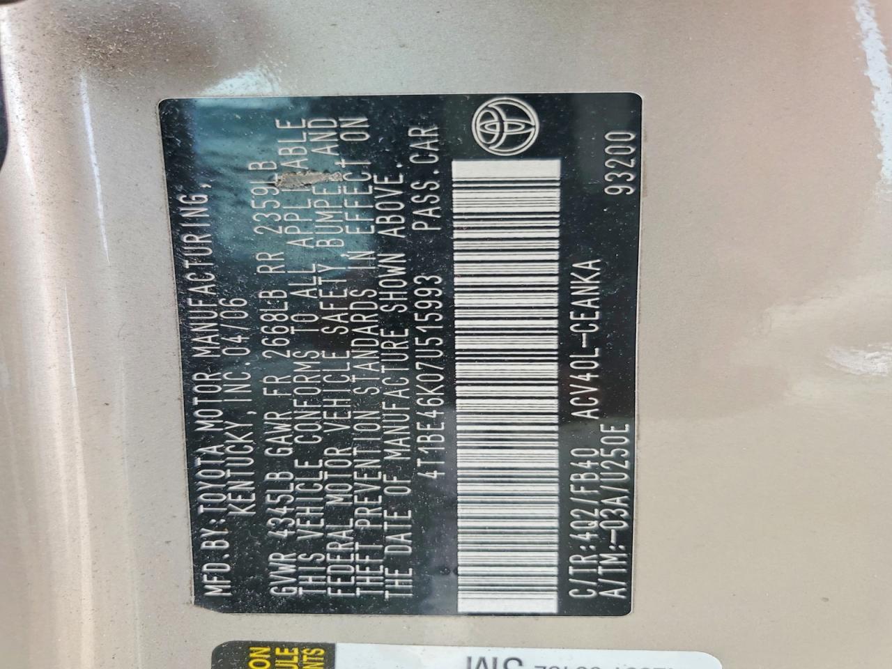 2007 TOYOTA CAMRY LE photo 23