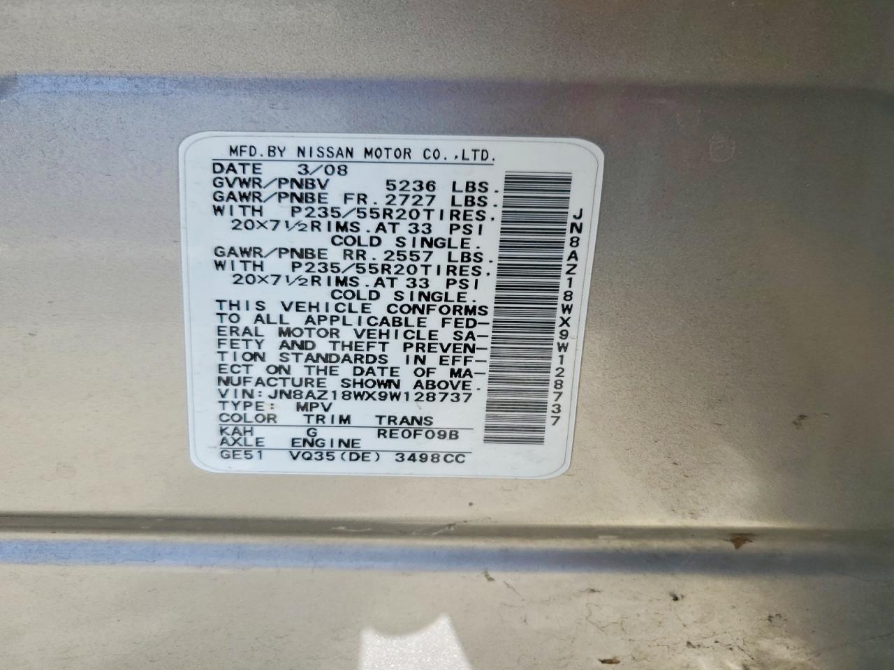 2009 NISSAN MURANO S photo 13