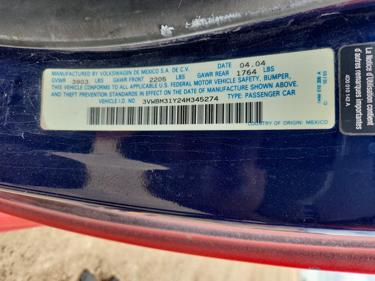 2004 VOLKSWAGEN NEW BEETLE GL photo 23