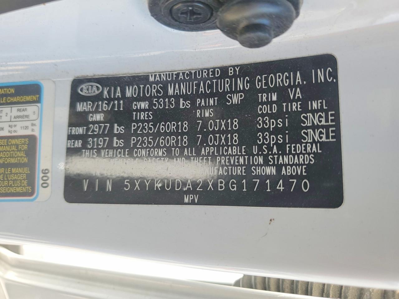 2011 KIA SORENTO EX photo 37