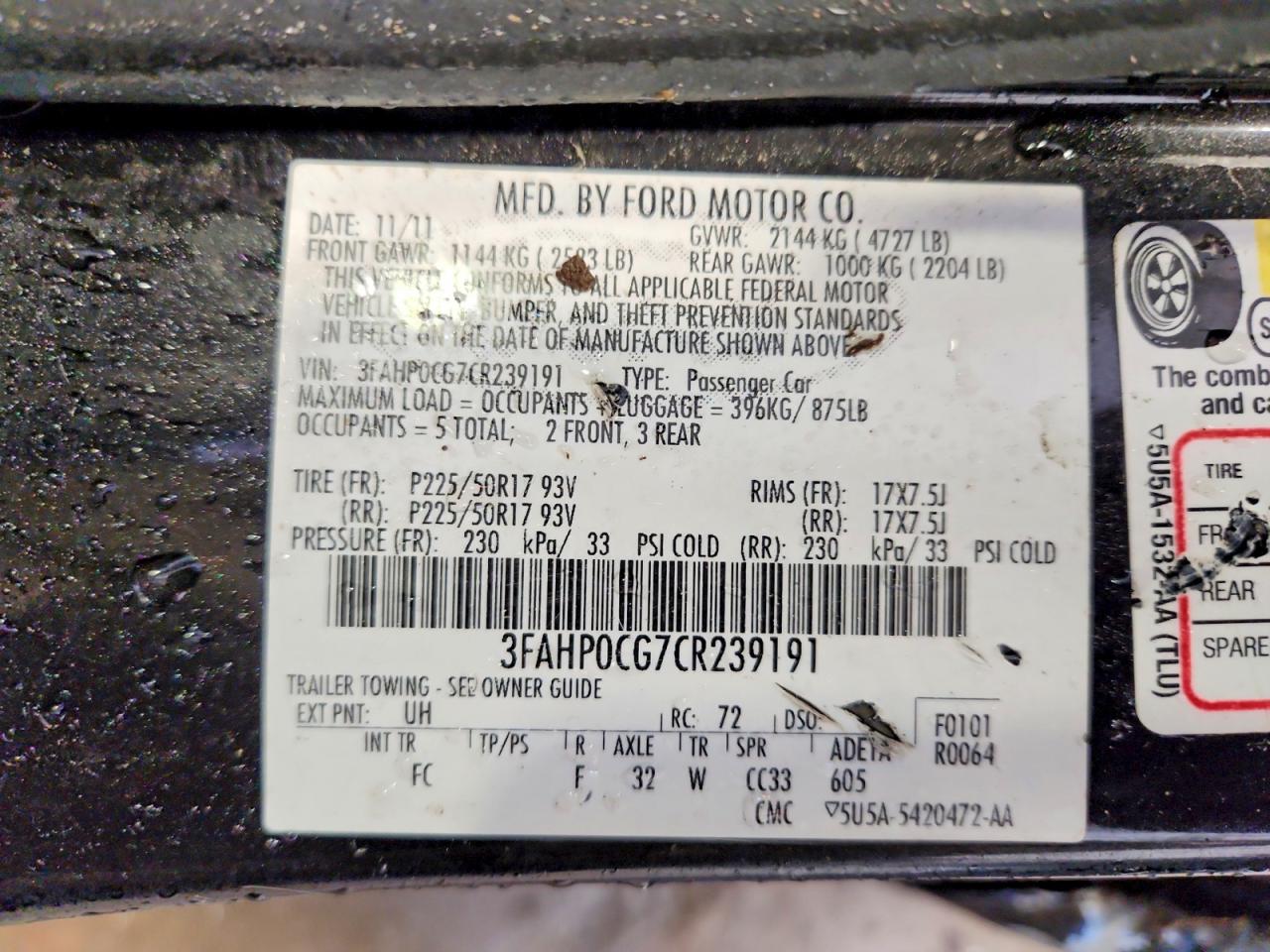 2012 FORD FUSION SEL photo 12
