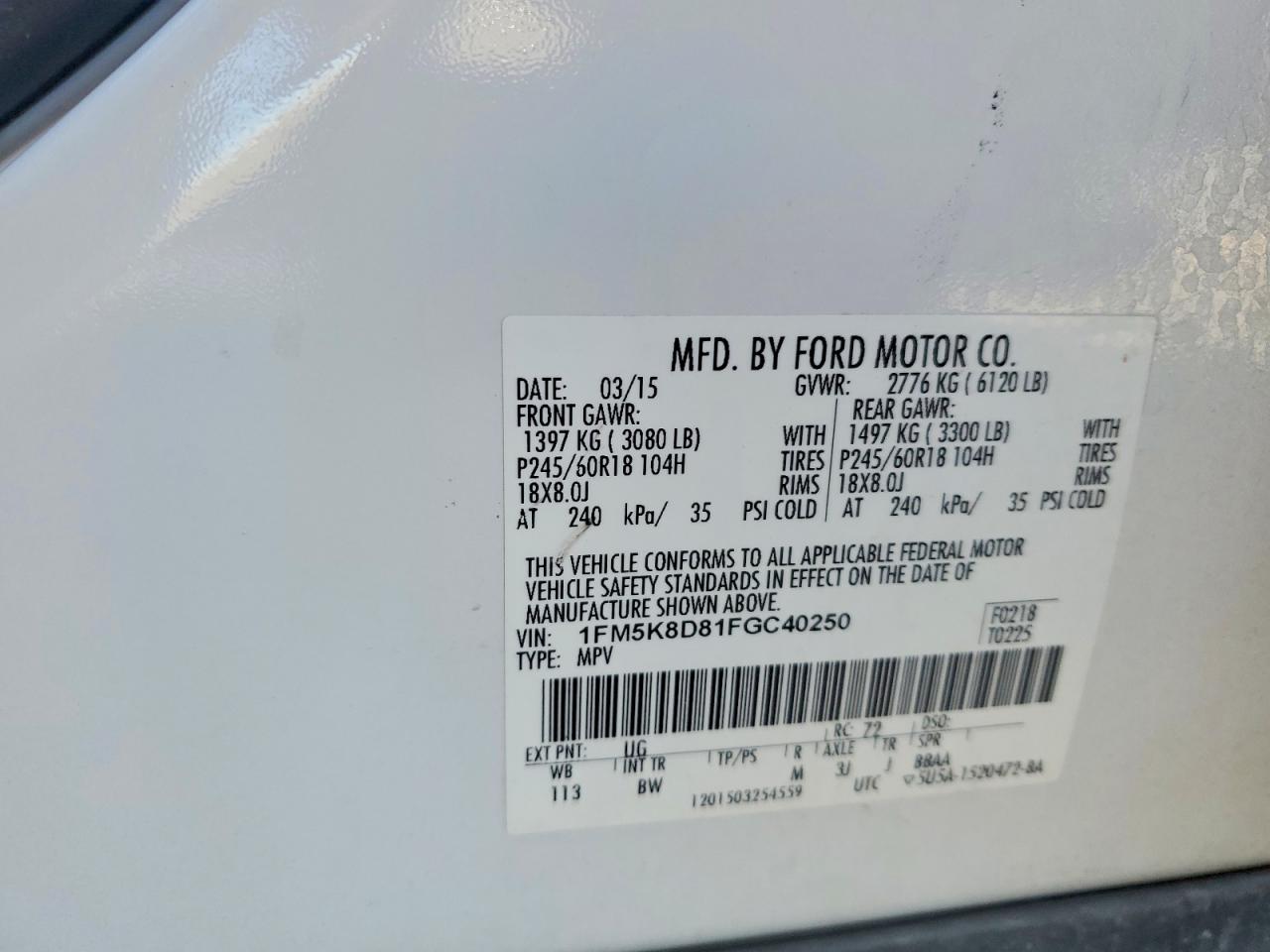2015 FORD EXPLORER XLT photo 37