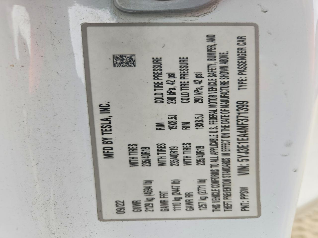 2022 TESLA MODEL 3 photo 34