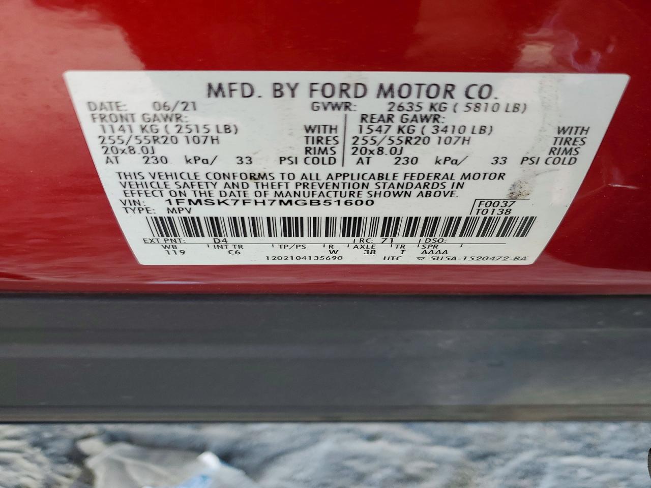 2021 FORD EXPLORER LIMITED photo 25
