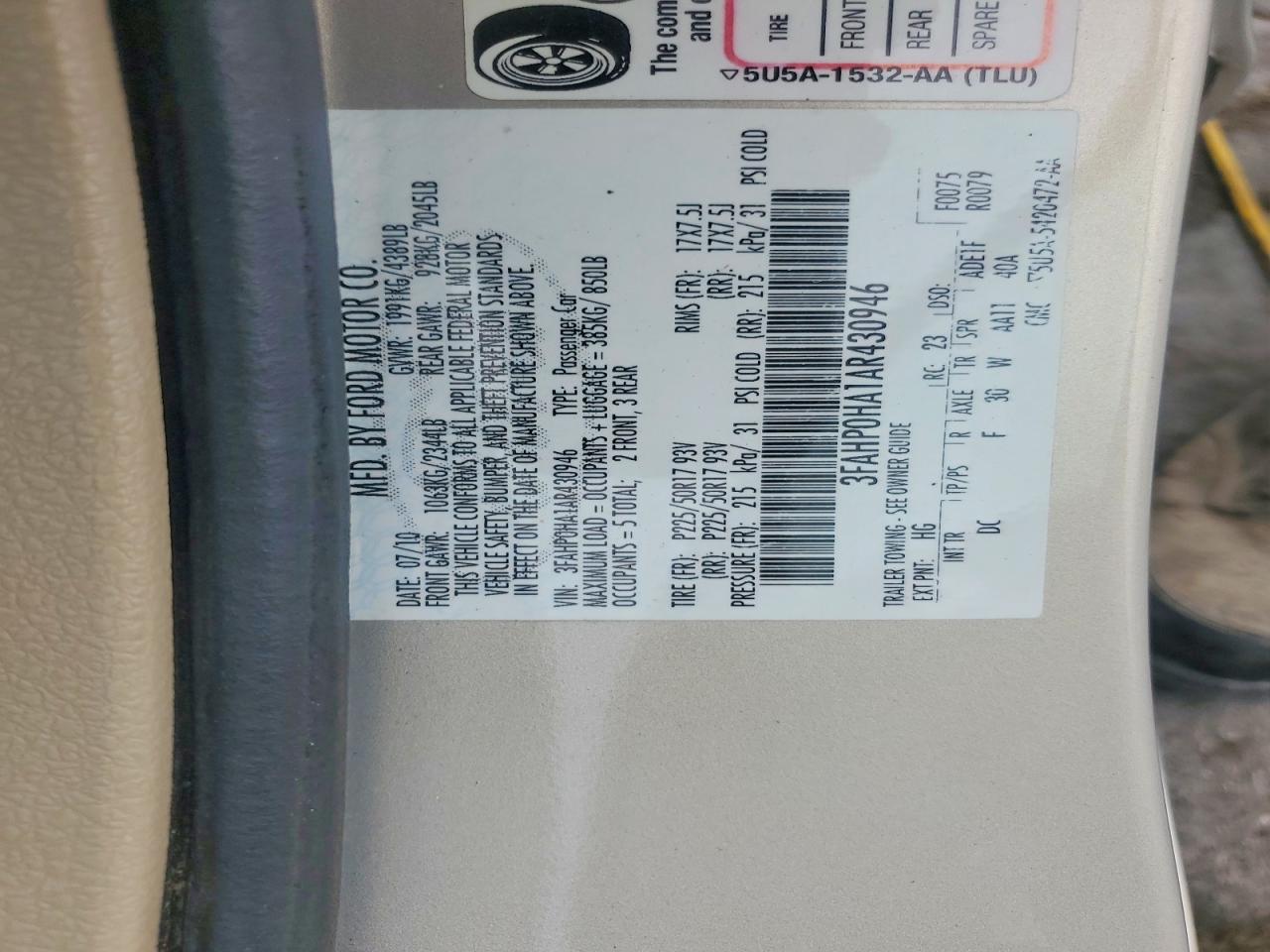 2010 FORD FUSION SE photo 23