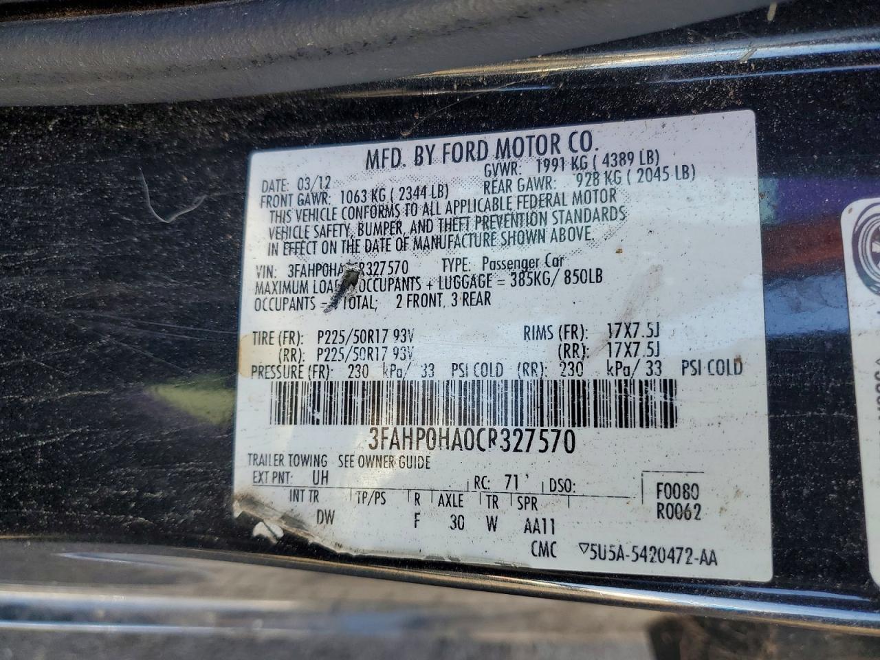 2012 FORD FUSION SE photo 23