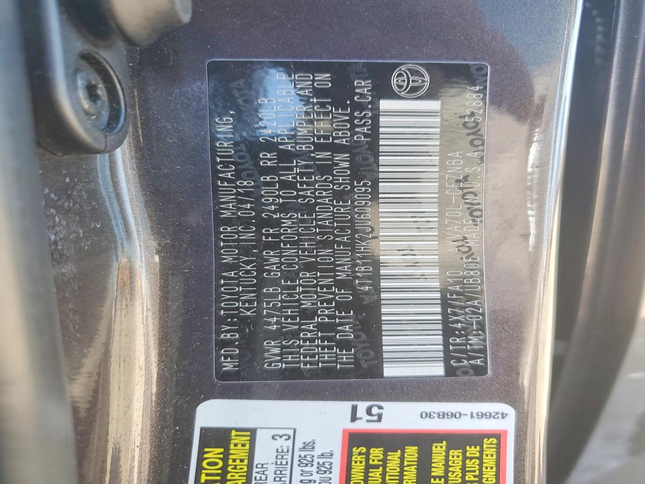 2018 TOYOTA CAMRY LE photo 23