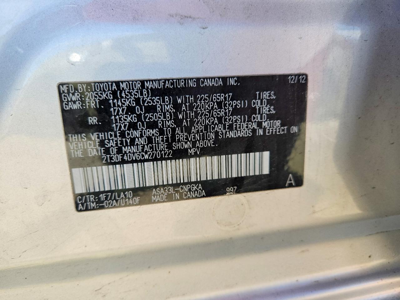 2012 TOYOTA RAV4 LIMITED photo 25