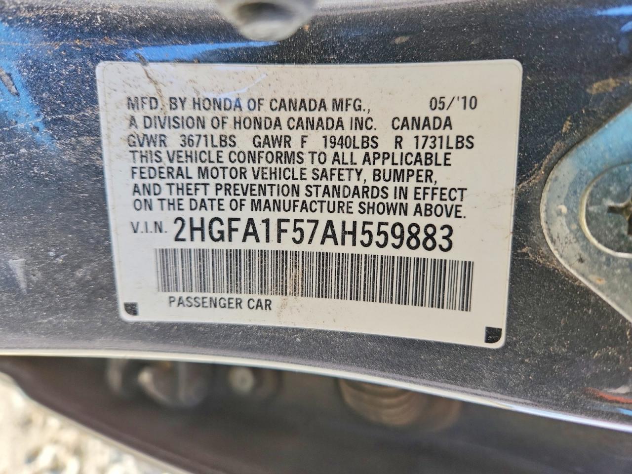 2010 HONDA CIVIC LX photo 25
