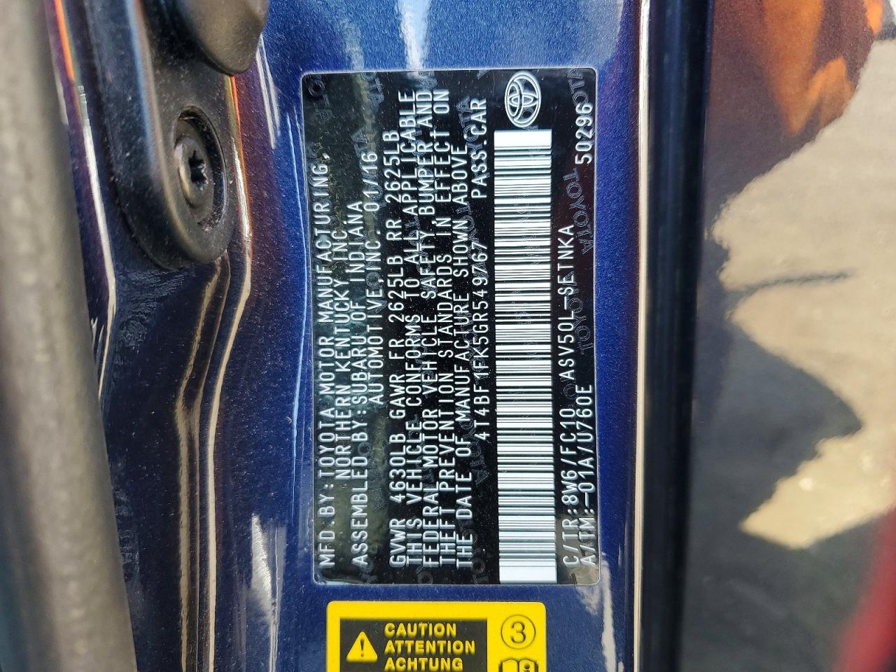 2016 TOYOTA CAMRY LE photo 12