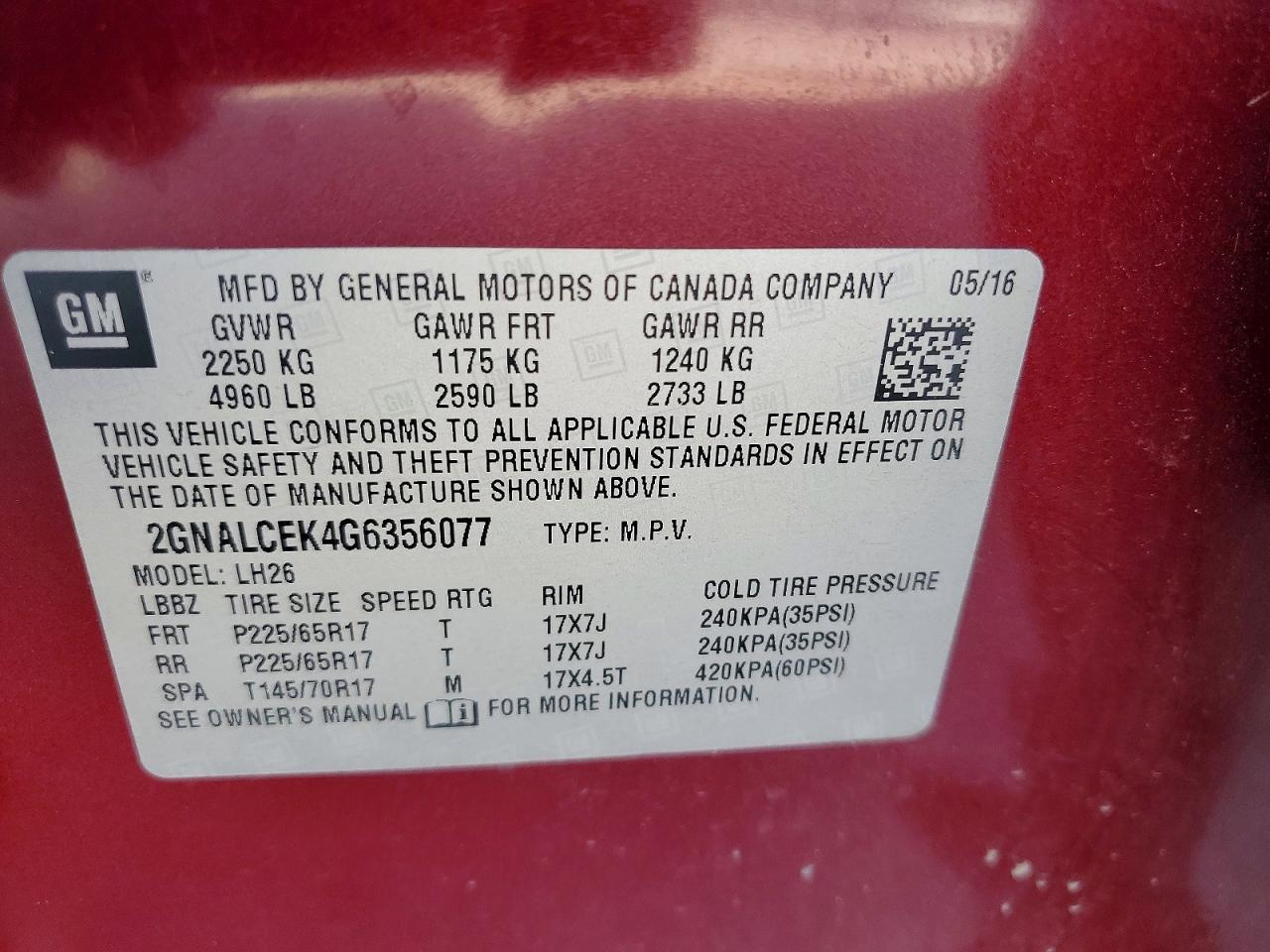 2016 CHEVROLET EQUINOX LT photo 13