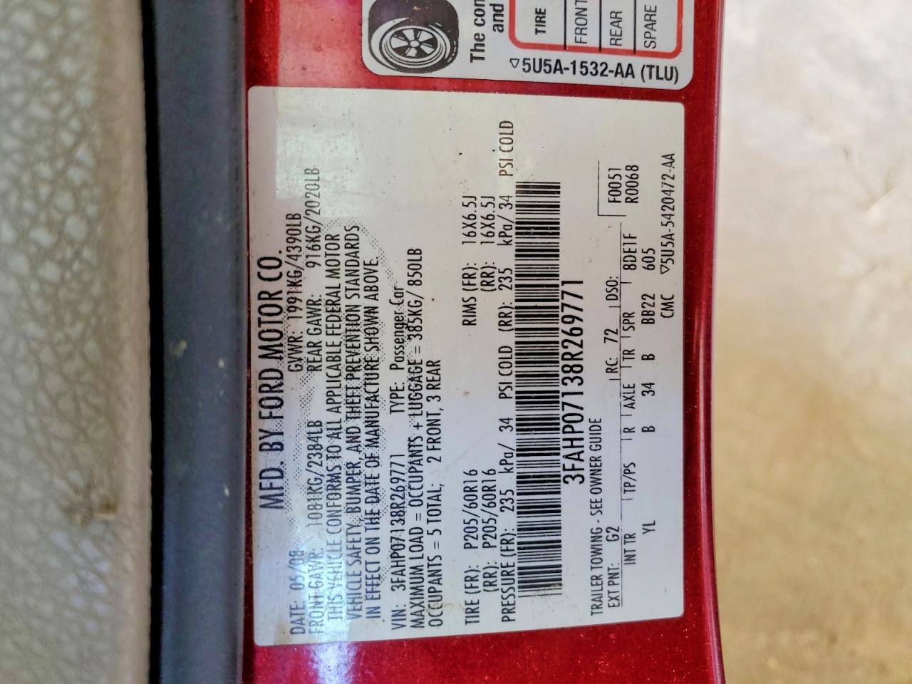 2008 FORD FUSION SE photo 25