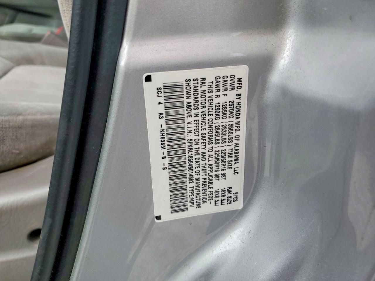 2004 HONDA ODYSSEY EX photo 13