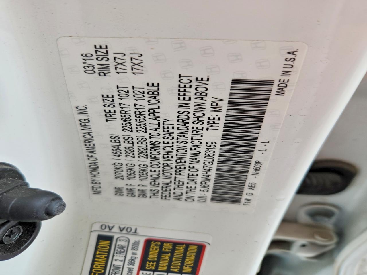 2016 HONDA CR-V SE photo 37