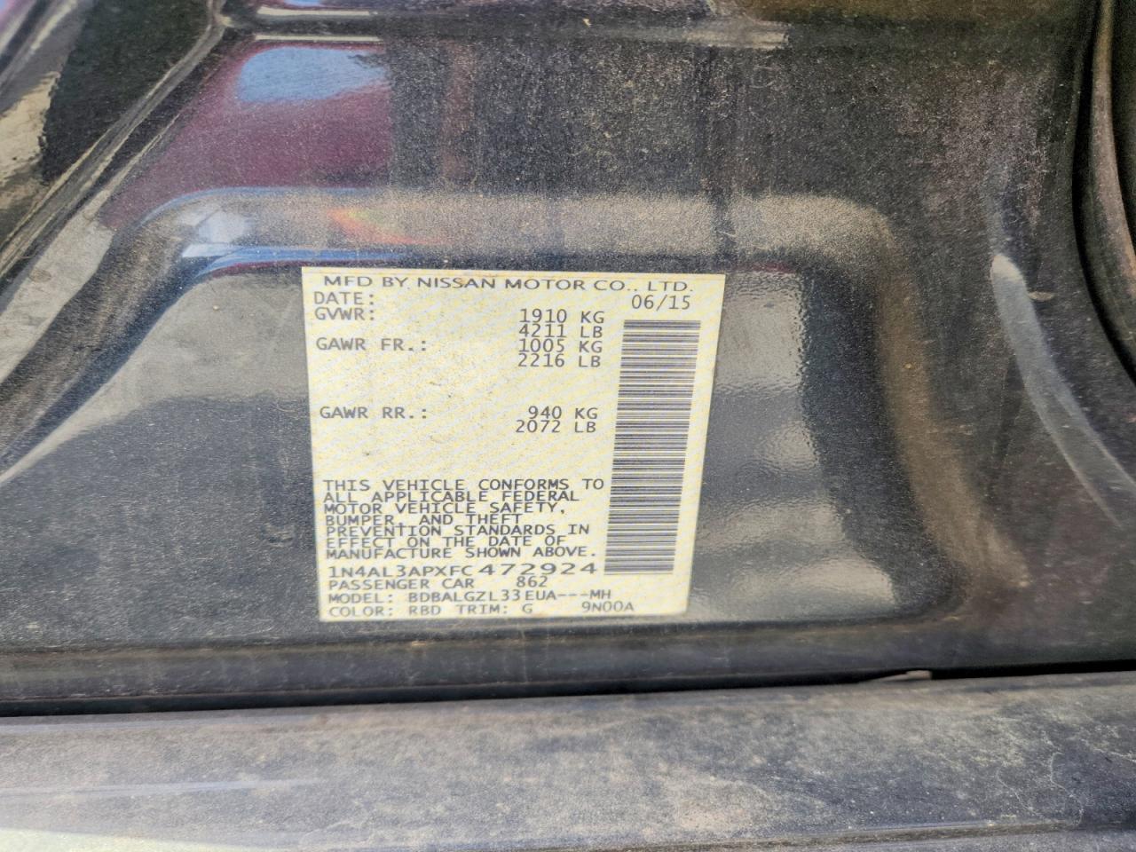 2015 NISSAN ALTIMA 2.5 S photo 34