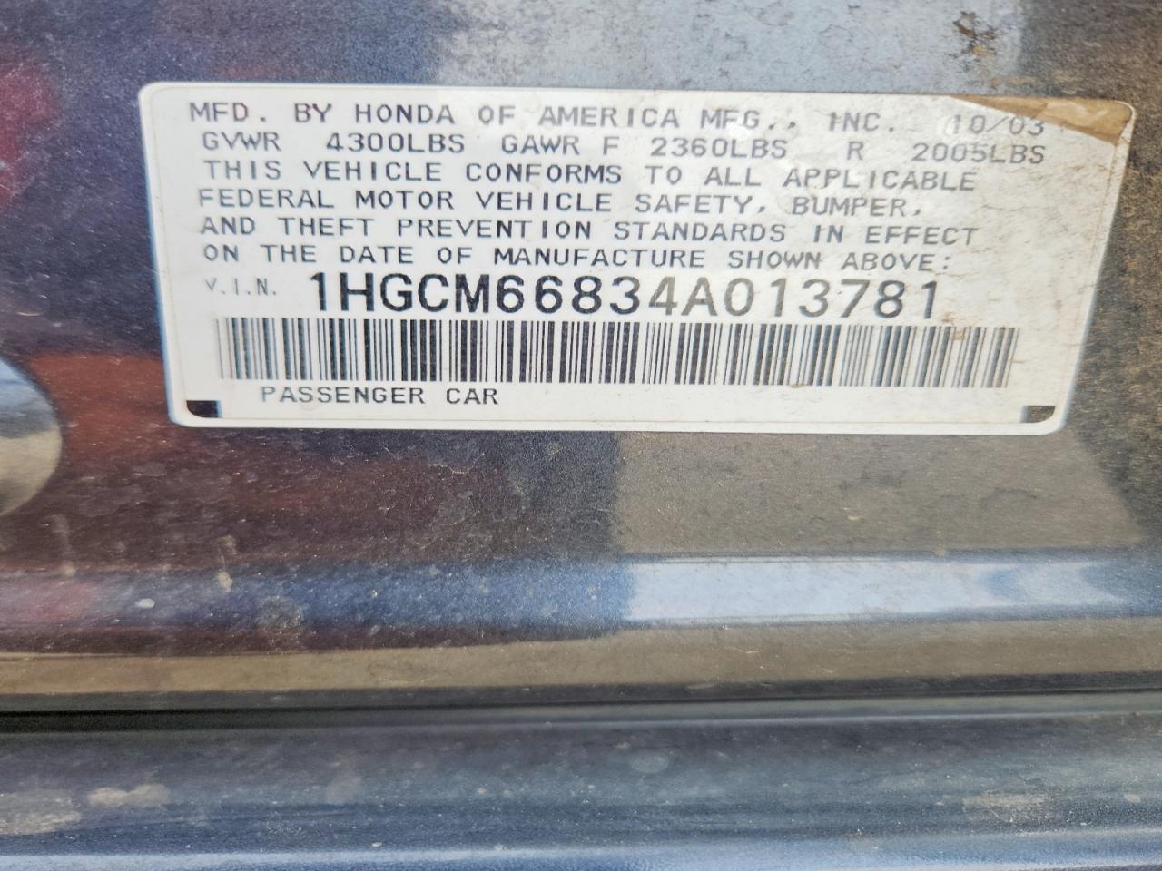 2004 HONDA ACCORD EX photo 23