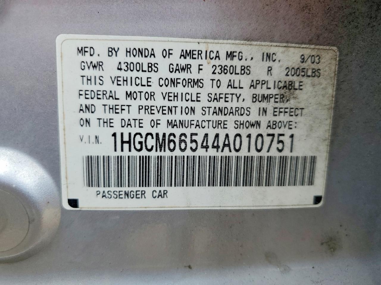 2004 HONDA ACCORD EX photo 23
