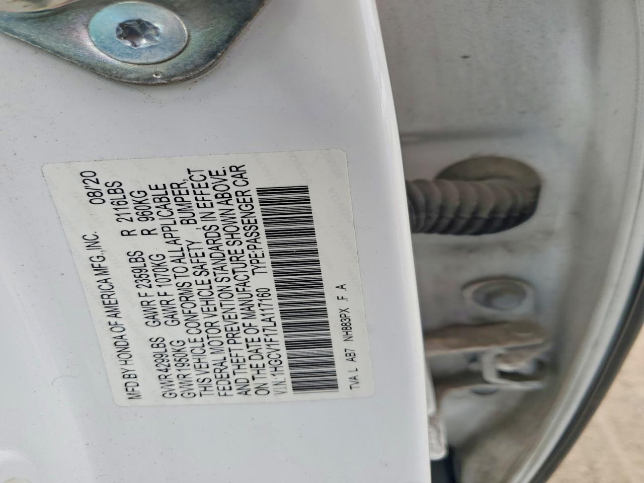 2020 HONDA ACCORD LX photo 12