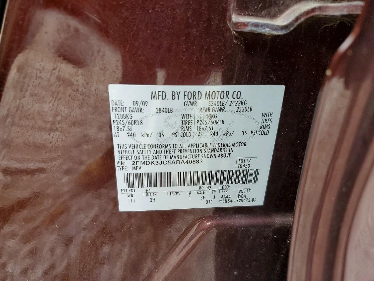 2010 FORD EDGE SEL photo 25