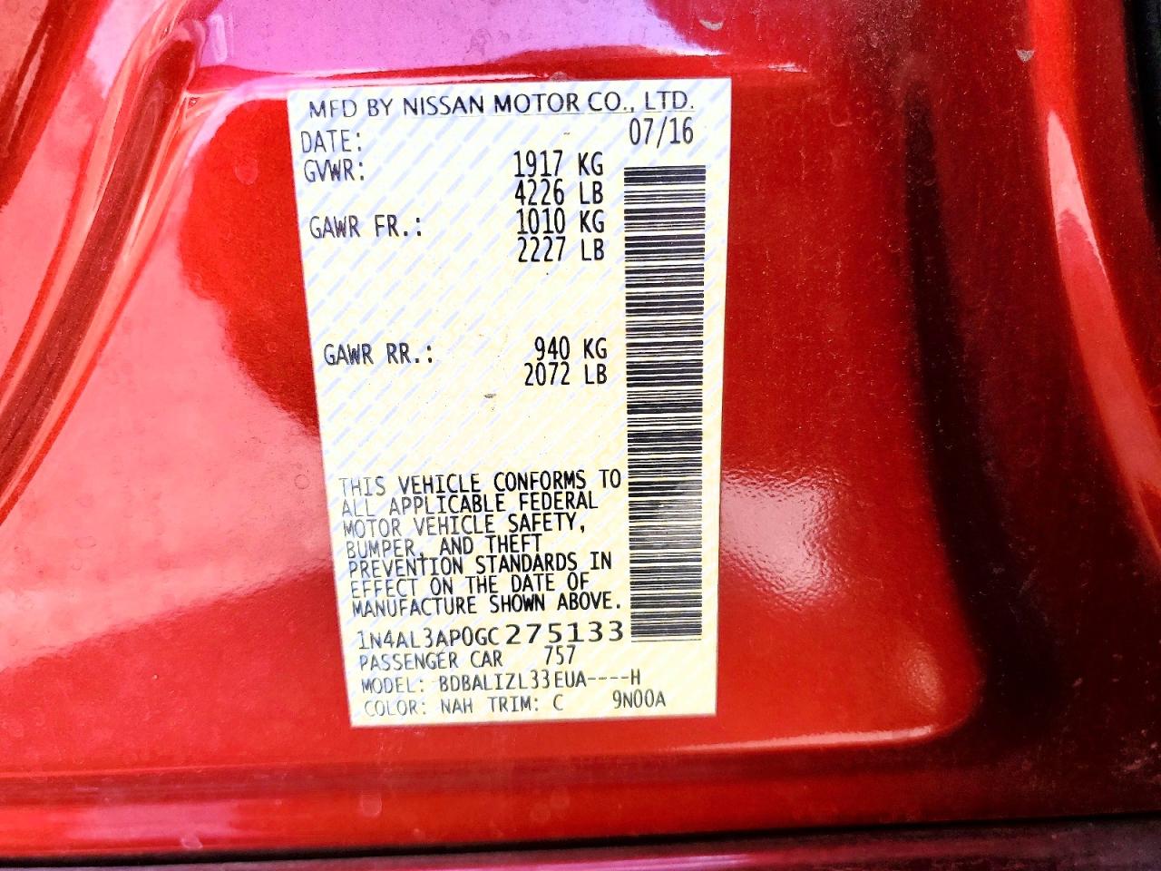 2016 NISSAN ALTIMA 2.5 SV photo 34