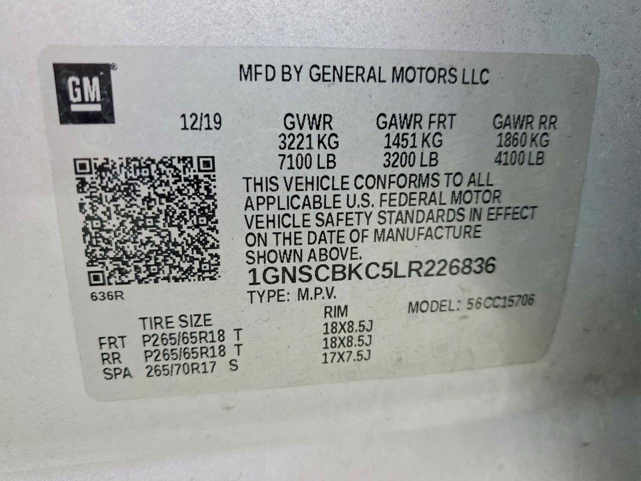 2020 CHEVROLET TAHOE C1500 LT photo 13